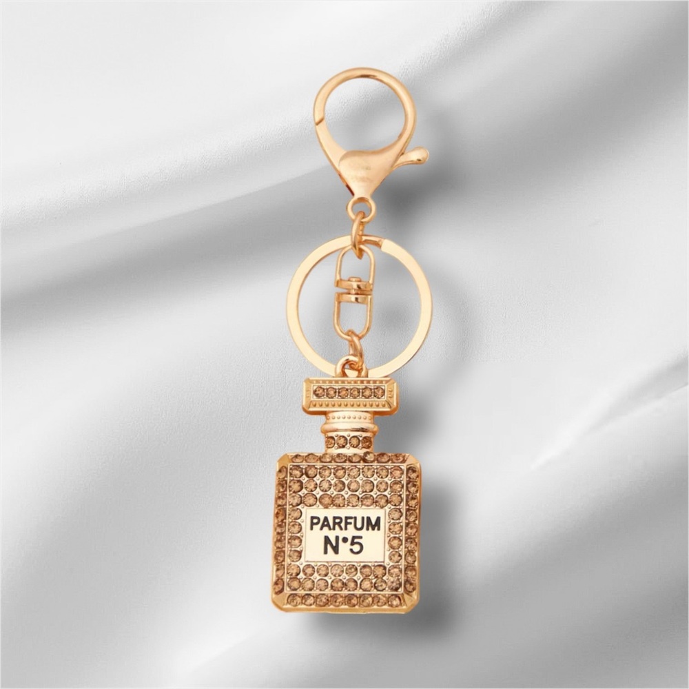 Elegant Gold Perfume Bottle Keychain bag charm